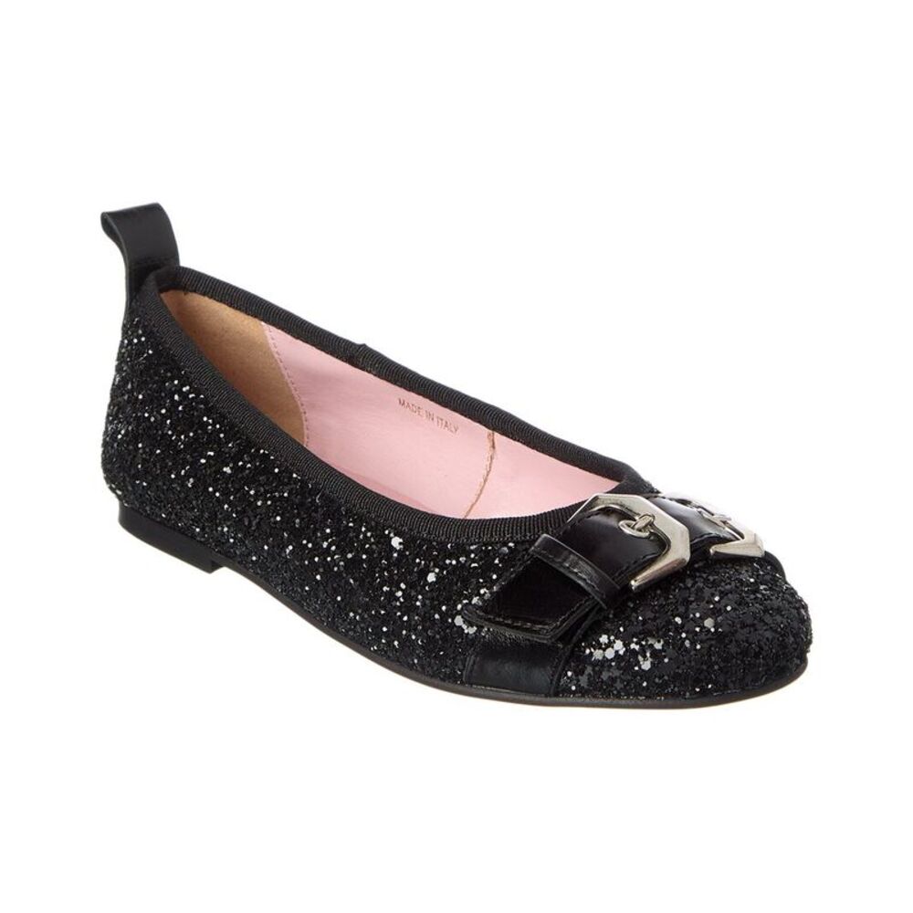 Scotch & Soda Mira Glitter & Leather Ballet Flat, Black